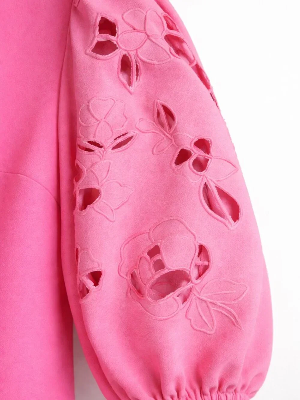 Hot Pink Statement Mini Dress Vince Camuto Eyelet Sleeve NWT - Picture 6 of 11